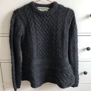 Like NEW Chunky Merino Wool Charcoal Peplum Sweater M